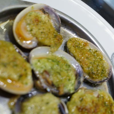 Baby Clams or Carpet shells, stuffed garlic and parsley butter